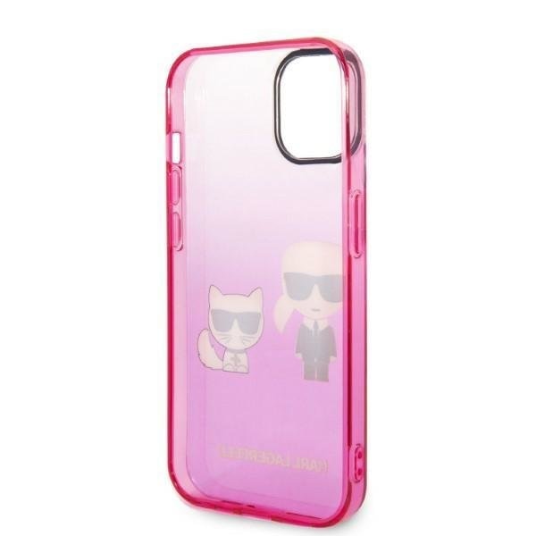 Кейс Karl Lagerfeld KLHCP14MTGKCP за iPhone 14 Plus 6,7", твърд, różowy/pink Gradient Ikonik Karl & Choupette