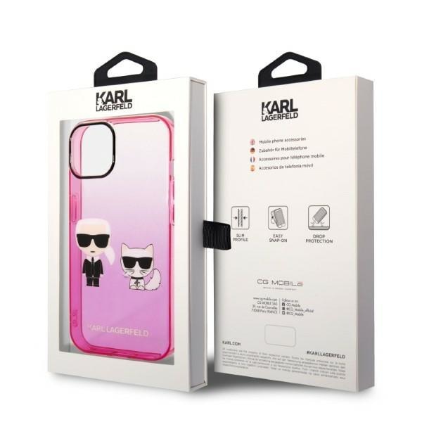 Кейс Karl Lagerfeld KLHCP14MTGKCP за iPhone 14 Plus 6,7", твърд, różowy/pink Gradient Ikonik Karl & Choupette