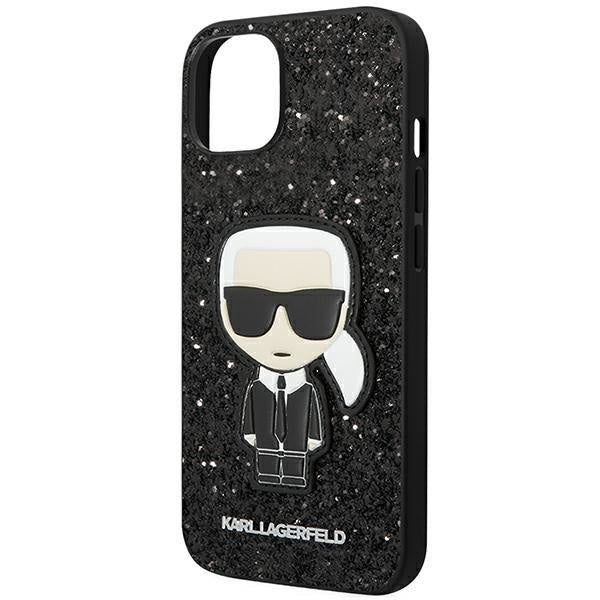 Кейс Karl Lagerfeld KLHCP14SGFKPK за iPhone 14 6.1", твърд, черен / черен, Glitter Flakes Ikonik