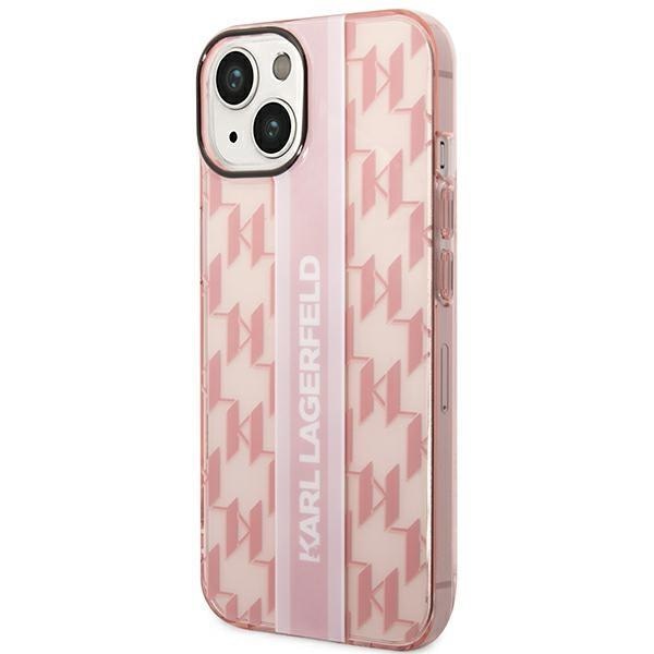 Кейс Karl Lagerfeld KLHCP14SHKLSPCP за iPhone 14 6.1", твърд, розов / розов, Mono Vertical Stripe