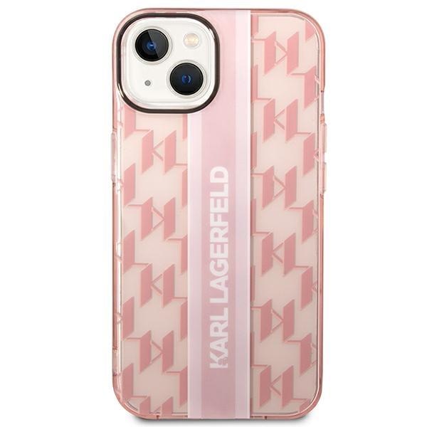 Кейс Karl Lagerfeld KLHCP14SHKLSPCP за iPhone 14 6.1", твърд, розов / розов, Mono Vertical Stripe