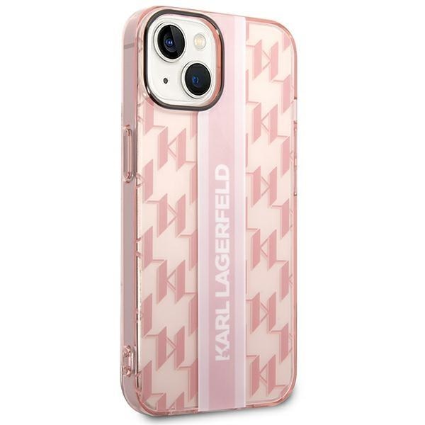 Кейс Karl Lagerfeld KLHCP14SHKLSPCP за iPhone 14 6.1", твърд, розов / розов, Mono Vertical Stripe