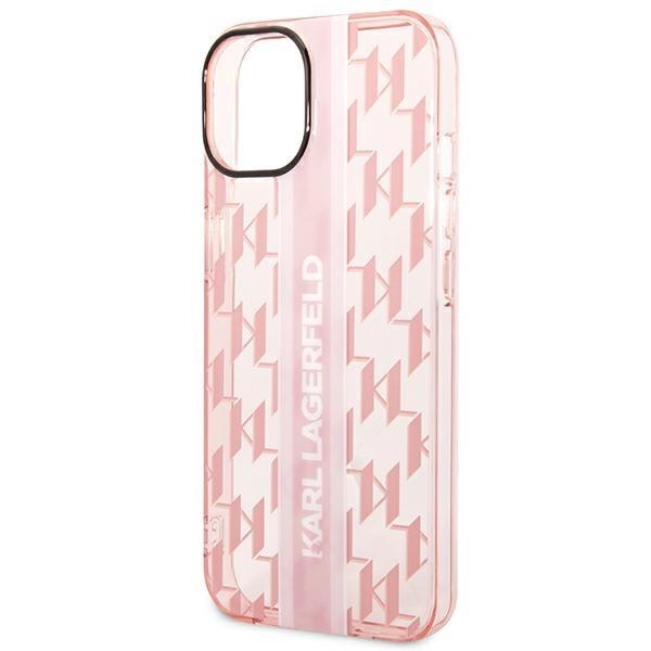 Кейс Karl Lagerfeld KLHCP14SHKLSPCP за iPhone 14 6.1", твърд, розов / розов, Mono Vertical Stripe