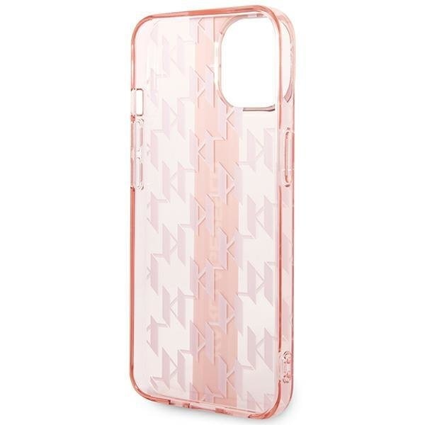 Кейс Karl Lagerfeld KLHCP14SHKLSPCP за iPhone 14 6.1", твърд, розов / розов, Mono Vertical Stripe
