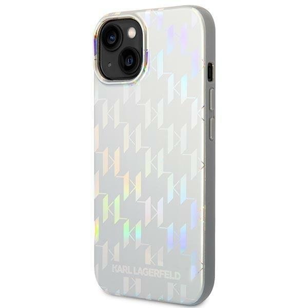 Кейс Karl Lagerfeld KLHCP14SLGMMSV3 за iPhone 14 6.1", твърд, сребърен / сребърен, Monogram Iridescent