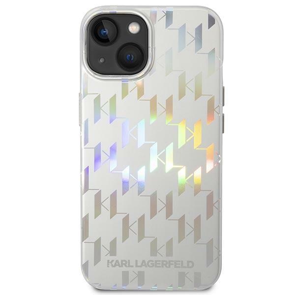 Кейс Karl Lagerfeld KLHCP14SLGMMSV3 за iPhone 14 6.1", твърд, сребърен / сребърен, Monogram Iridescent
