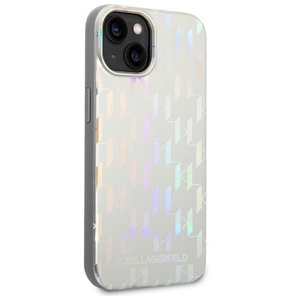 Кейс Karl Lagerfeld KLHCP14SLGMMSV3 за iPhone 14 6.1", твърд, сребърен / сребърен, Monogram Iridescent