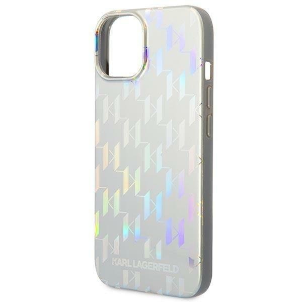 Кейс Karl Lagerfeld KLHCP14SLGMMSV3 за iPhone 14 6.1", твърд, сребърен / сребърен, Monogram Iridescent
