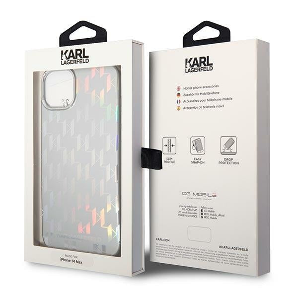 Кейс Karl Lagerfeld KLHCP14SLGMMSV3 за iPhone 14 6.1", твърд, сребърен / сребърен, Monogram Iridescent