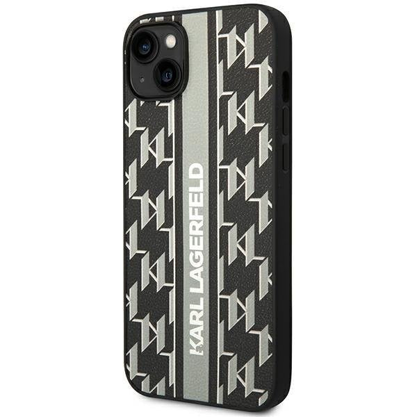 Кейс Karl Lagerfeld KLHCP14SPGKLSKG за iPhone 14 6.1", твърд, сив / сив, Monogram Stripe