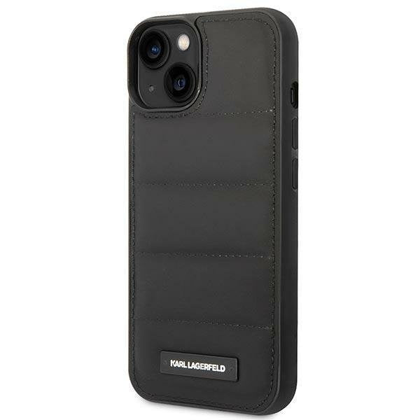 Кейс Karl Lagerfeld KLHCP14SPSQAK за iPhone 14 6,1", твърд, черен / черен, Puffy Elongated Logo