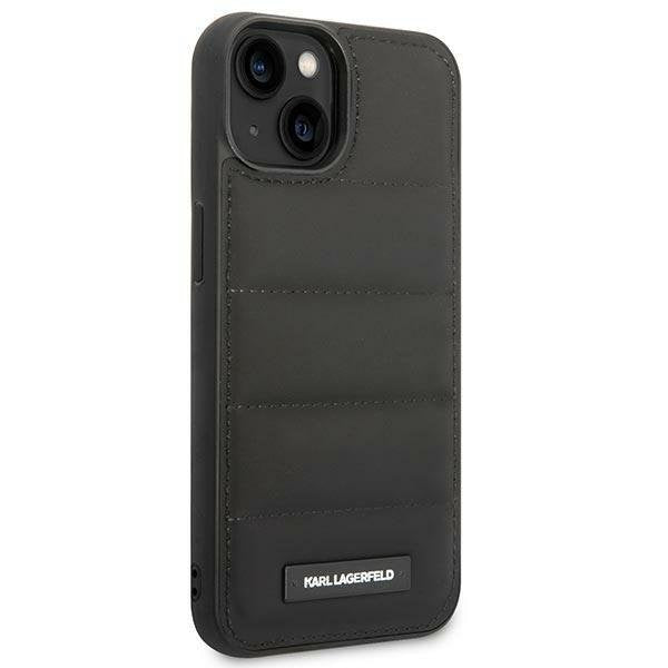 Кейс Karl Lagerfeld KLHCP14SPSQAK за iPhone 14 6,1", твърд, черен / черен, Puffy Elongated Logo