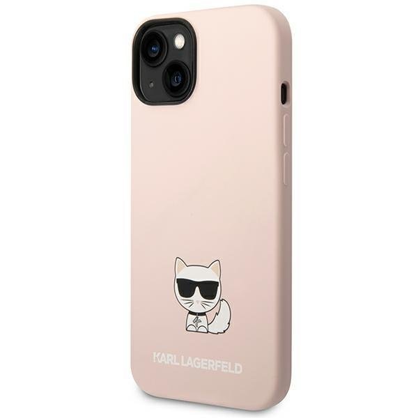 Кейс Karl Lagerfeld KLHCP14SSLCTPI за iPhone 14 6.1", твърд, светлорозов / светлорозов Silicone Choupette Body