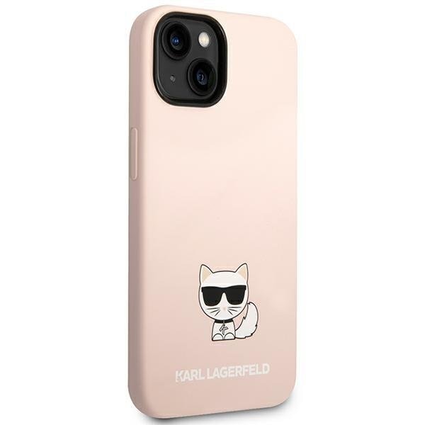 Кейс Karl Lagerfeld KLHCP14SSLCTPI за iPhone 14 6.1", твърд, светлорозов / светлорозов Silicone Choupette Body