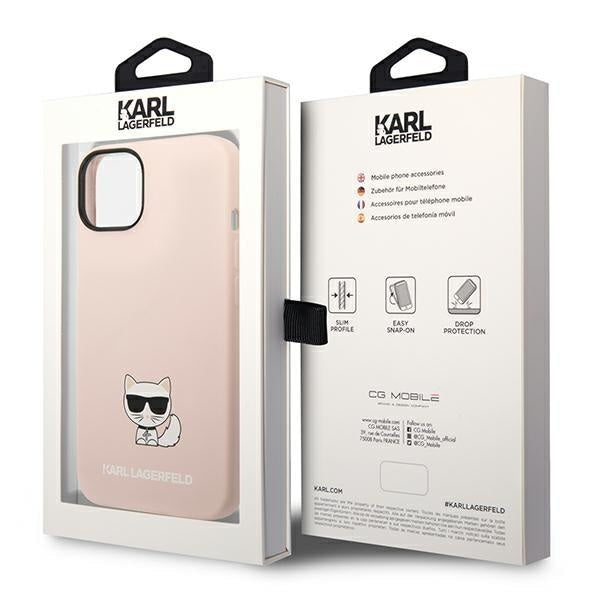 Кейс Karl Lagerfeld KLHCP14SSLCTPI за iPhone 14 6.1", твърд, светлорозов / светлорозов Silicone Choupette Body
