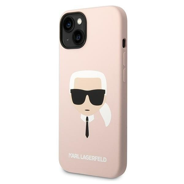 Кейс Karl Lagerfeld KLHCP14SSLKHLP за iPhone 14 6.1", твърд, розов / розов, Silicone Karl`s Head
