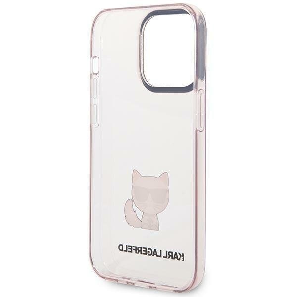 Кейс Karl Lagerfeld KLHCP14XCTTRI за iPhone 14 Pro Max 6.7", твърд, розов / розов, прозрачен, Choupette Body