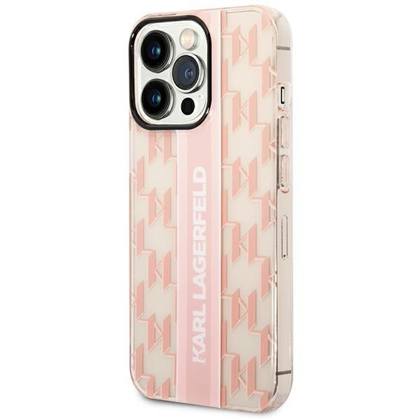 Кейс Karl Lagerfeld KLHCP14XHKLSPCP за iPhone 14 Pro Max 6.7", твърд, розов / розов, Mono Vertical Stripe