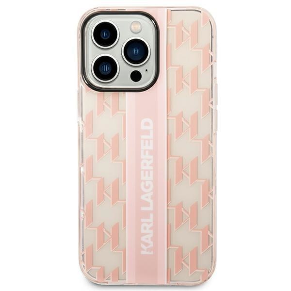 Кейс Karl Lagerfeld KLHCP14XHKLSPCP за iPhone 14 Pro Max 6.7", твърд, розов / розов, Mono Vertical Stripe