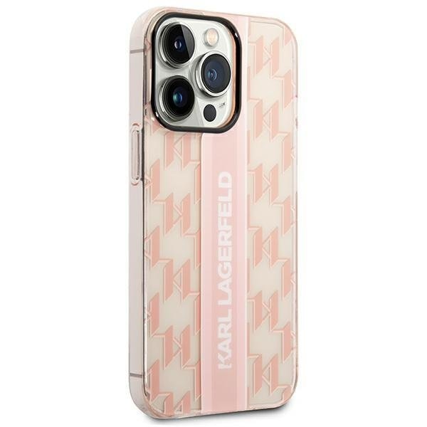 Кейс Karl Lagerfeld KLHCP14XHKLSPCP за iPhone 14 Pro Max 6.7", твърд, розов / розов, Mono Vertical Stripe