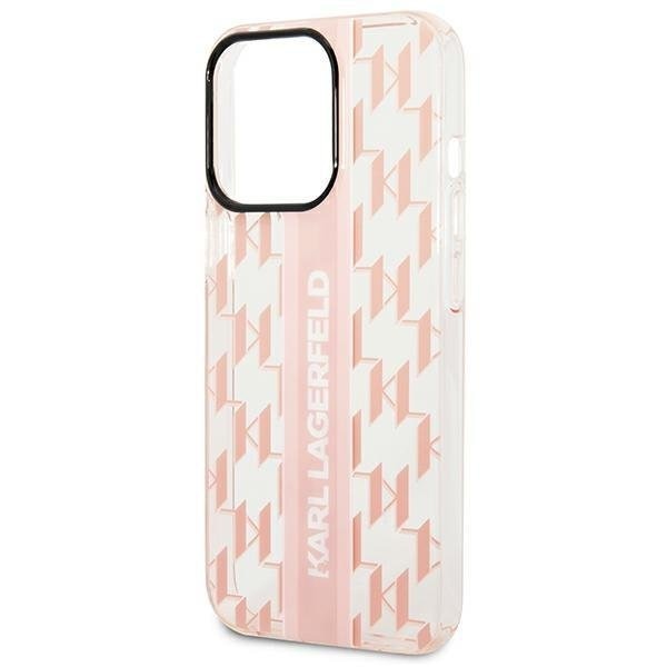 Кейс Karl Lagerfeld KLHCP14XHKLSPCP за iPhone 14 Pro Max 6.7", твърд, розов / розов, Mono Vertical Stripe
