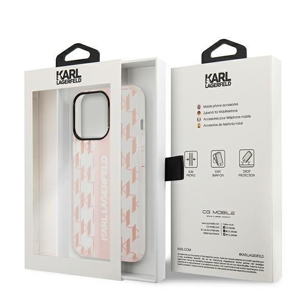 Кейс Karl Lagerfeld KLHCP14XHKLSPCP за iPhone 14 Pro Max 6.7", твърд, розов / розов, Mono Vertical Stripe