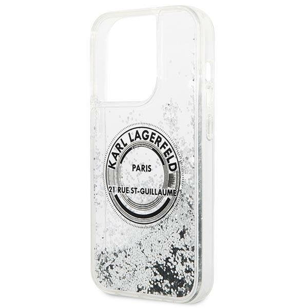 Кейс Karl Lagerfeld KLHCP14XLCRSGRS за iPhone 14 Pro Max 6.7" сребърен / сребърен, твърд, Liquid Glitter RSG