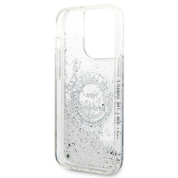 Кейс Karl Lagerfeld KLHCP14XLCRSGRS за iPhone 14 Pro Max 6.7" сребърен / сребърен, твърд, Liquid Glitter RSG