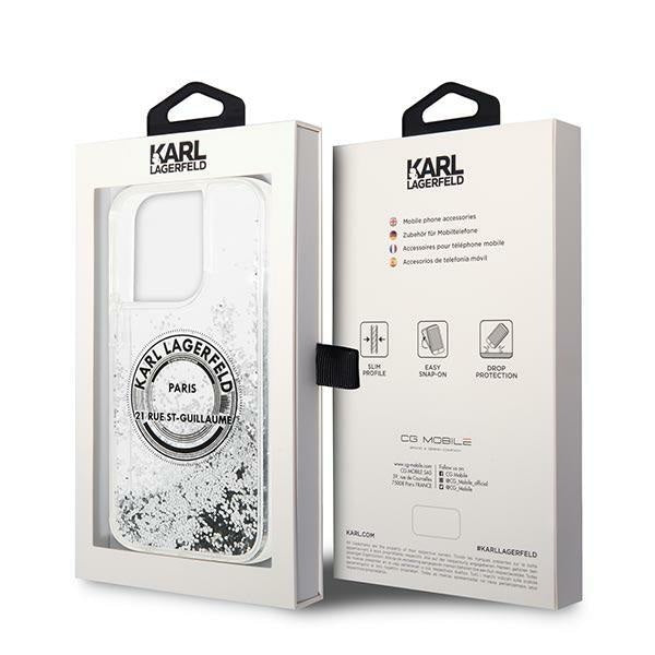 Кейс Karl Lagerfeld KLHCP14XLCRSGRS за iPhone 14 Pro Max 6.7" сребърен / сребърен, твърд, Liquid Glitter RSG