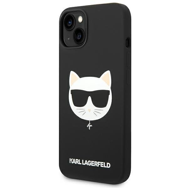 Кейс Karl Lagerfeld KLHMP14MSLCHBK за iPhone 14 Plus 6.7", твърд, черен / черен, Silicone Choupette Head, съвместим с MagSafe