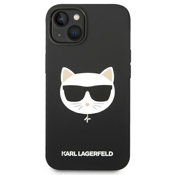 Кейс Karl Lagerfeld KLHMP14MSLCHBK за iPhone 14 Plus 6.7", твърд, черен / черен, Silicone Choupette Head, съвместим с MagSafe