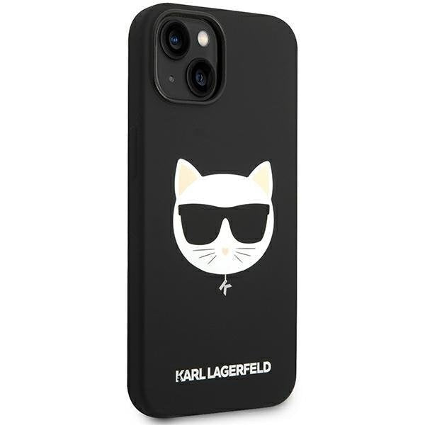 Кейс Karl Lagerfeld KLHMP14MSLCHBK за iPhone 14 Plus 6.7", твърд, черен / черен, Silicone Choupette Head, съвместим с MagSafe
