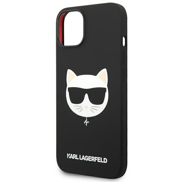 Кейс Karl Lagerfeld KLHMP14MSLCHBK за iPhone 14 Plus 6.7", твърд, черен / черен, Silicone Choupette Head, съвместим с MagSafe