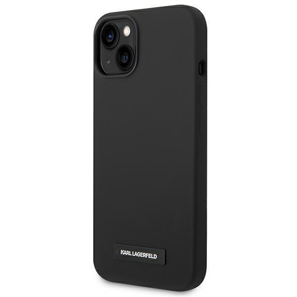 Кейс Karl Lagerfeld KLHMP14MSLMP1K за iPhone 14 Plus 6.7", твърд, черен / черен, Silicone Plaque, съвместим с MagSafe