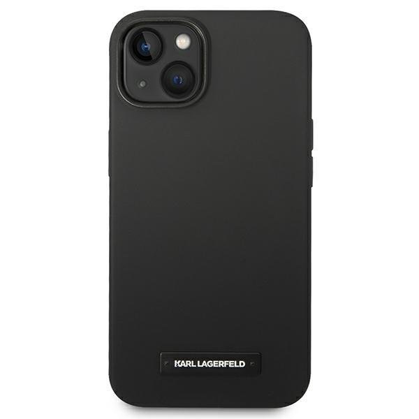 Кейс Karl Lagerfeld KLHMP14MSLMP1K за iPhone 14 Plus 6.7", твърд, черен / черен, Silicone Plaque, съвместим с MagSafe