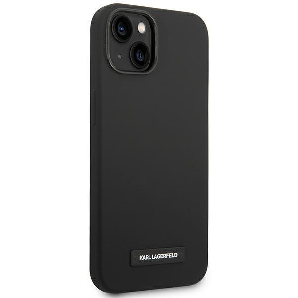 Кейс Karl Lagerfeld KLHMP14MSLMP1K за iPhone 14 Plus 6.7", твърд, черен / черен, Silicone Plaque, съвместим с MagSafe