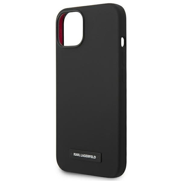 Кейс Karl Lagerfeld KLHMP14MSLMP1K за iPhone 14 Plus 6.7", твърд, черен / черен, Silicone Plaque, съвместим с MagSafe