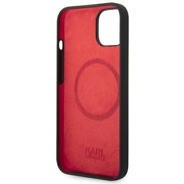 Кейс Karl Lagerfeld KLHMP14MSLMP1K за iPhone 14 Plus 6.7", твърд, черен / черен, Silicone Plaque, съвместим с MagSafe