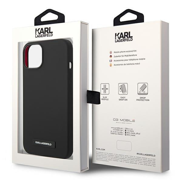 Кейс Karl Lagerfeld KLHMP14MSLMP1K за iPhone 14 Plus 6.7", твърд, черен / черен, Silicone Plaque, съвместим с MagSafe