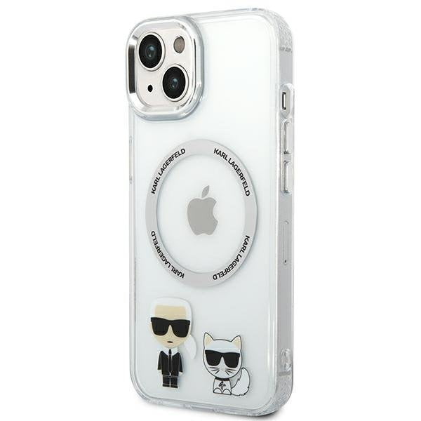 Кейс Karl Lagerfeld KLHMP14SHKCT за iPhone 14 6.1", твърд, прозрачен / прозрачен, Karl&Choupette Aluminum, съвместим с MagSafe