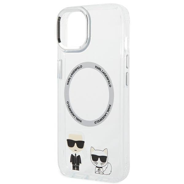 Кейс Karl Lagerfeld KLHMP14SHKCT за iPhone 14 6.1", твърд, прозрачен / прозрачен, Karl&Choupette Aluminum, съвместим с MagSafe