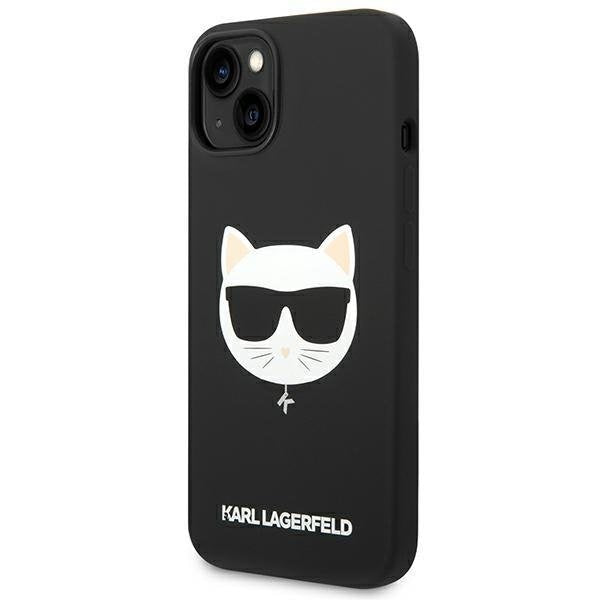 Кейс Karl Lagerfeld KLHMP14SSLCHBK за iPhone 14 6.1", твърд, черен / черен, Silicone Choupette Head, съвместим с MagSafe