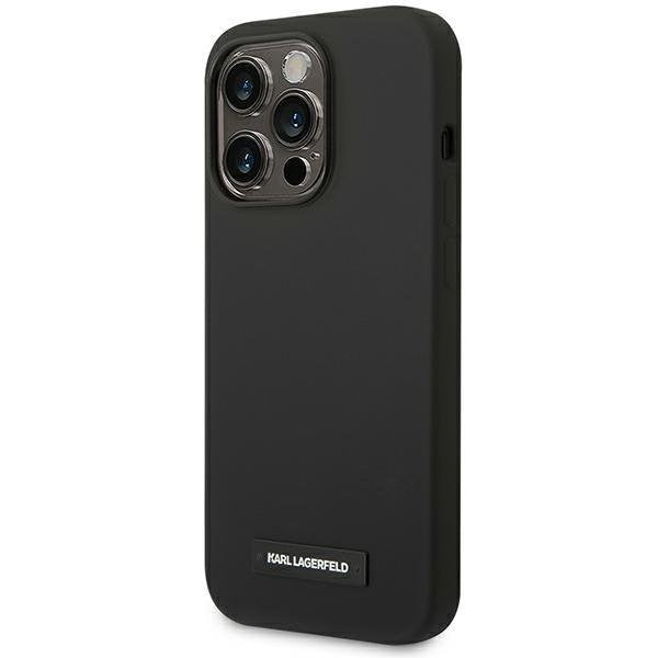Кейс Karl Lagerfeld KLHMP14XSLMP1K за iPhone 14 Pro Max 6,7", твърд, черен / черен, Silicone Plaque, съвместим с MagSafe