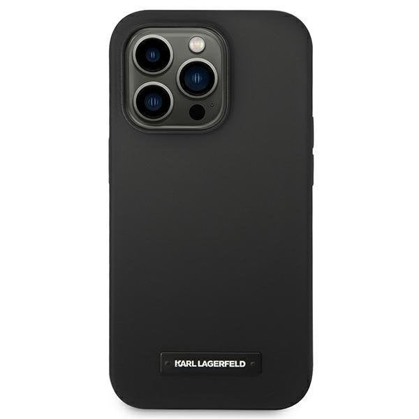 Кейс Karl Lagerfeld KLHMP14XSLMP1K за iPhone 14 Pro Max 6,7", твърд, черен / черен, Silicone Plaque, съвместим с MagSafe