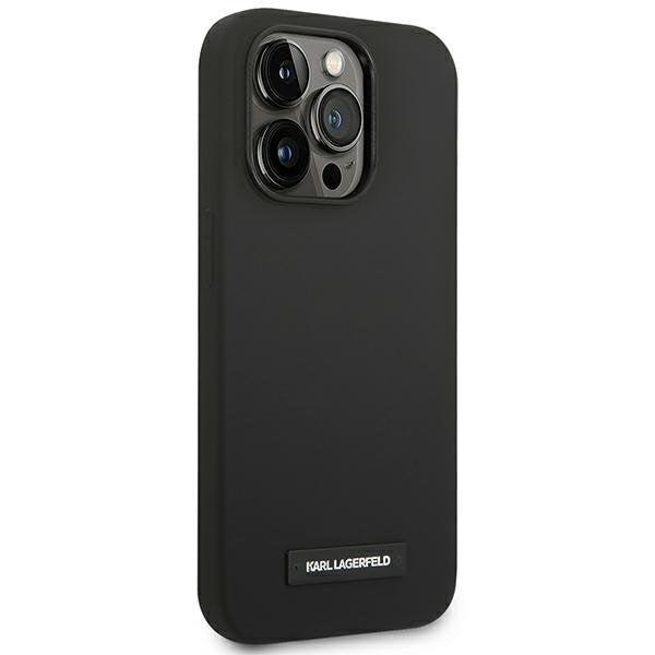 Кейс Karl Lagerfeld KLHMP14XSLMP1K за iPhone 14 Pro Max 6,7", твърд, черен / черен, Silicone Plaque, съвместим с MagSafe