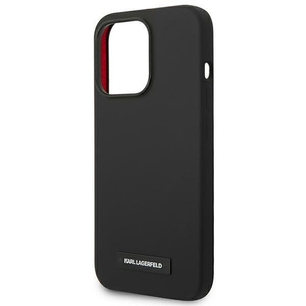 Кейс Karl Lagerfeld KLHMP14XSLMP1K за iPhone 14 Pro Max 6,7", твърд, черен / черен, Silicone Plaque, съвместим с MagSafe