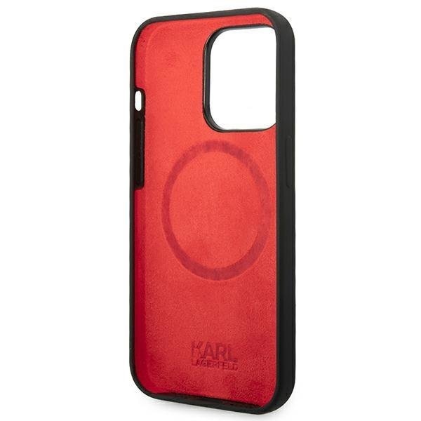 Кейс Karl Lagerfeld KLHMP14XSLMP1K за iPhone 14 Pro Max 6,7", твърд, черен / черен, Silicone Plaque, съвместим с MagSafe