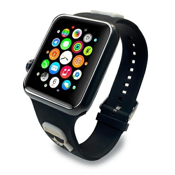 Силиконова каишка Karl Lagerfeld KLAWLSLCKK за Apple Watch 42/44/45mm, черен / черен, Silicone Karl&Choupette Heads