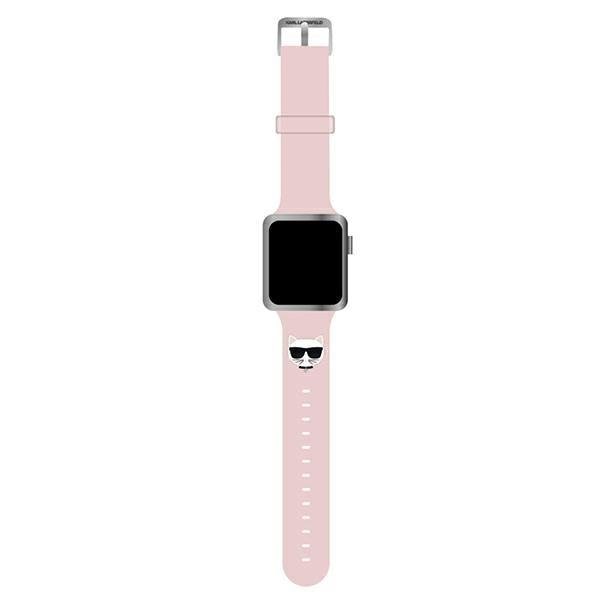 Силиконова каишка Karl Lagerfeld KLAWLSLCP за Apple Watch 42/44/45mm розов / розов, Silicone Choupette Heads
