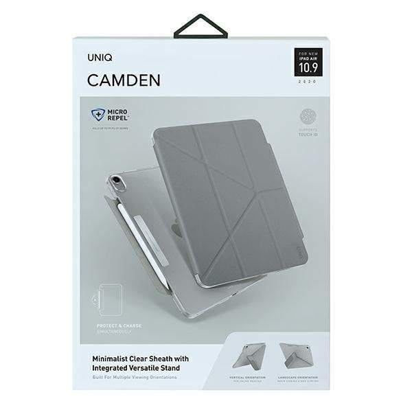 Калъф UNIQ etui Camden за iPad Air 10.9" (2020), със стойка и поставка за стилус, антимикробен, сив